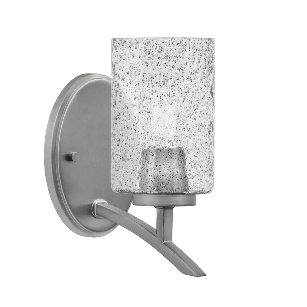 Siena 4 in. 1-Light Graphite Sconce with 4 in. Smoke Bubble Glass Shade No 
