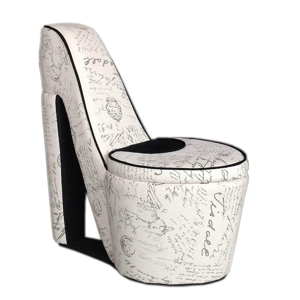 HomeRoots Amelia 32.86 in. Ivory Polyester Side Chair with Removable Cushions