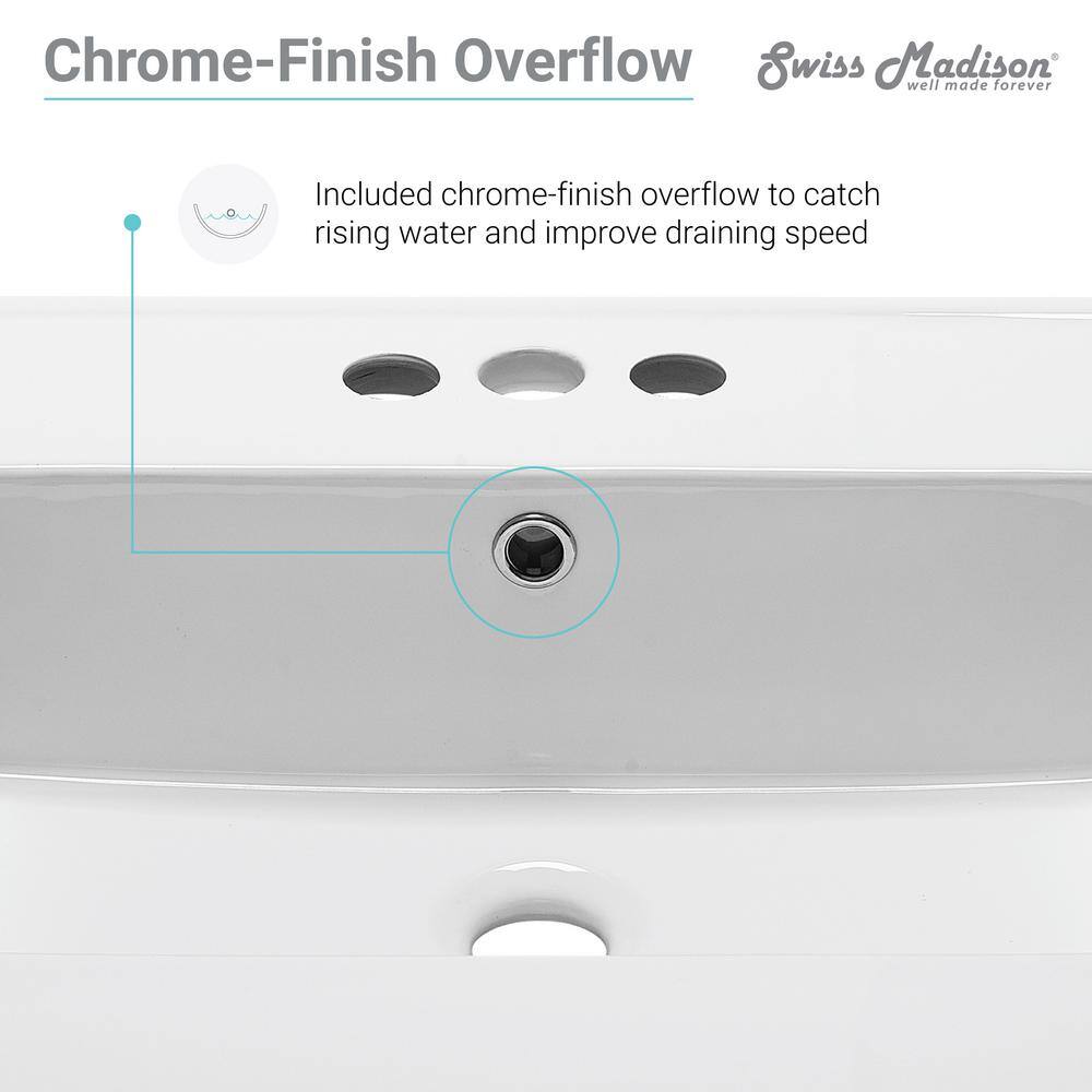 White Ceramic 31" Vanity Top Sink with Centerset Faucet Holes