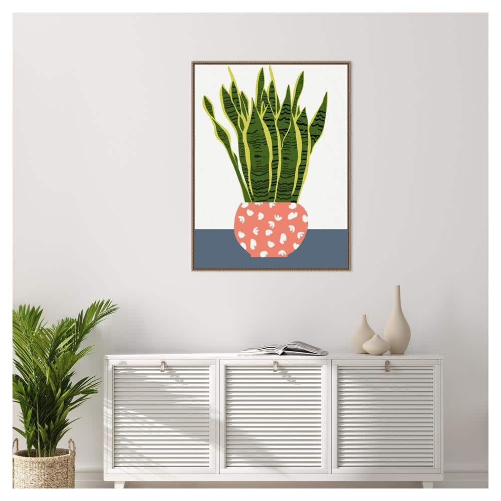Botanic-Inspired Framed Canvas Wall Art with Beaded Perimeter