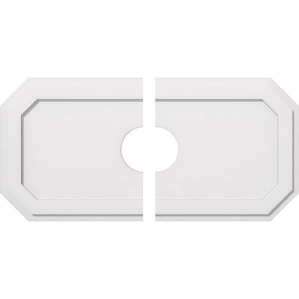 Ekena Millwork 38 in. W x 19 in. H x 6 in. ID x 1 in. P Emerald Architectural Grade PVC Contemporary Ceiling Medallion (2-Piece)