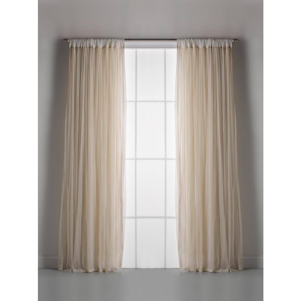 Ivory Sheer Polyester Rod Pocket Window Curtain Panel, 108 inches