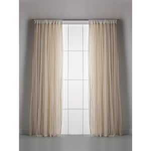 Whisper Ivory Polyester Net Solid 44 in. W x 96 in. L Gathered Rod Pocket Indoor Light Filtering Curtain 1-Panel