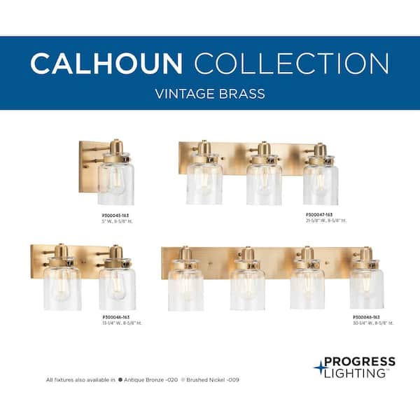 Progress Lighting Calhoun 6.875 in. 1-Light Vintage Brass Clear