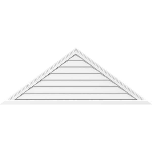 Ekena Millwork 38 in. x 17.375 in. Triangle White PVC Paintable Gable Louver Vent Non-Functional