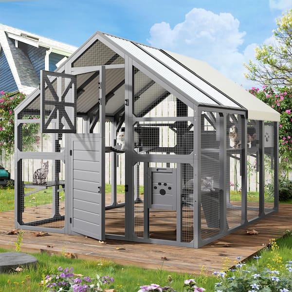 Nestfair 7.87 ft. W x 6 ft. D Greenhouse Outdoor Cat Enclosure