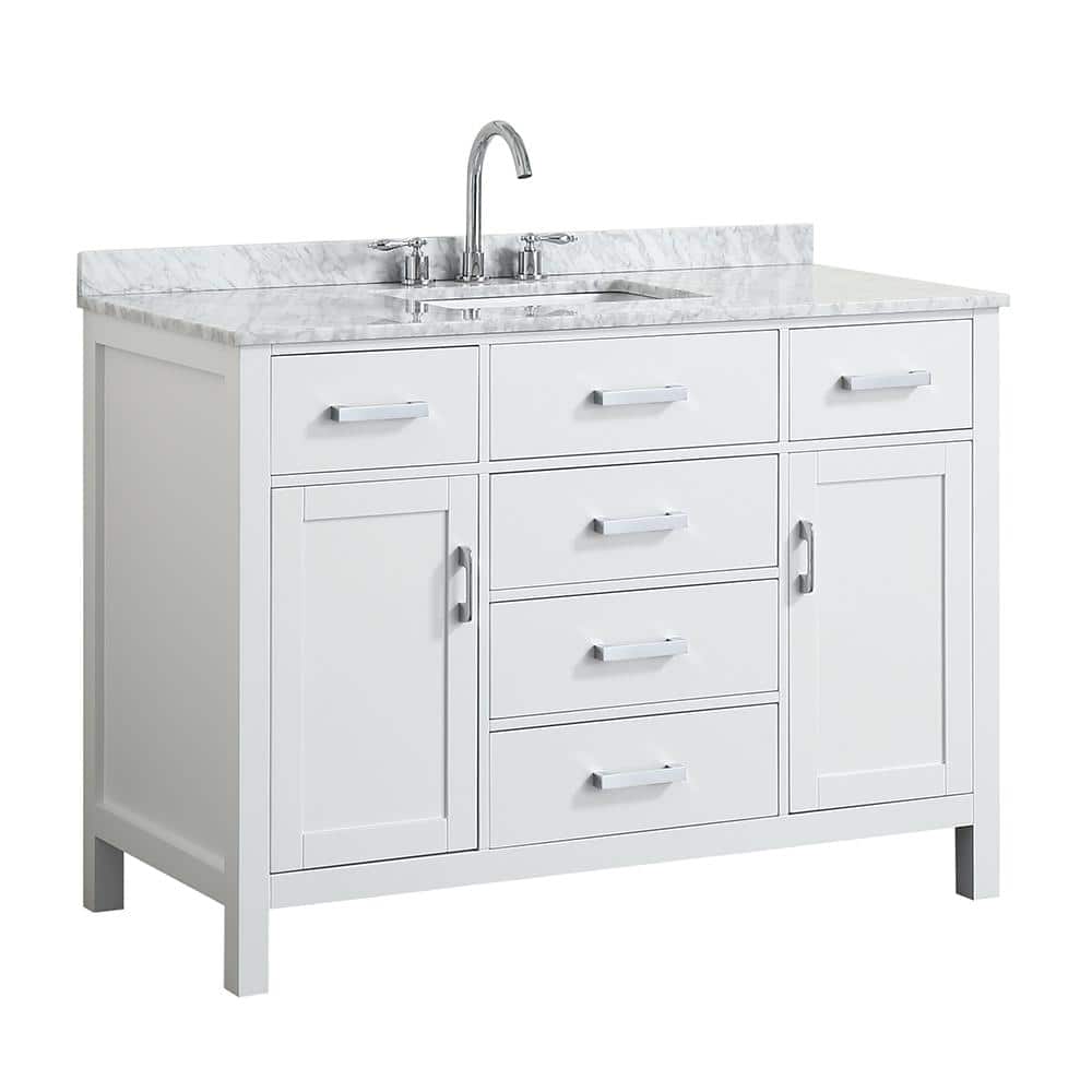 BEAUMONT DECOR Hampton 49 in. W x 22 in. D Bath Vanity in White with ...