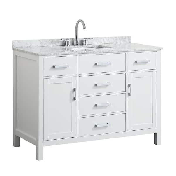 BEAUMONT DECOR Hampton 49 in. W x 22 in. D Bath Vanity in White with Marble Vanity Top in White