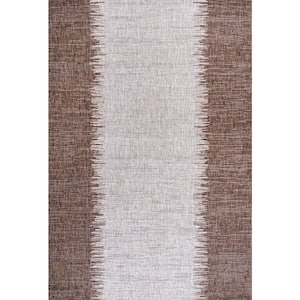 Tavira Modern Stripe Brown/Beige 3 ft. x 5 ft. Indoor/Outdoor Area Rug