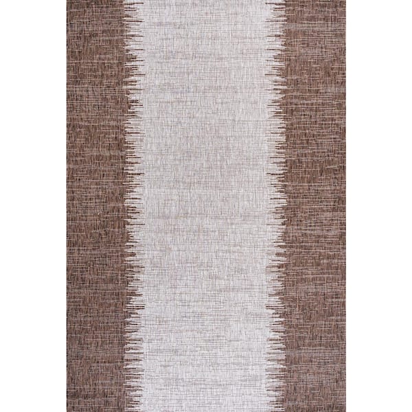 Tavira Modern Stripe Brown/Beige 3 ft. x 5 ft. Indoor/Outdoor Area Rug