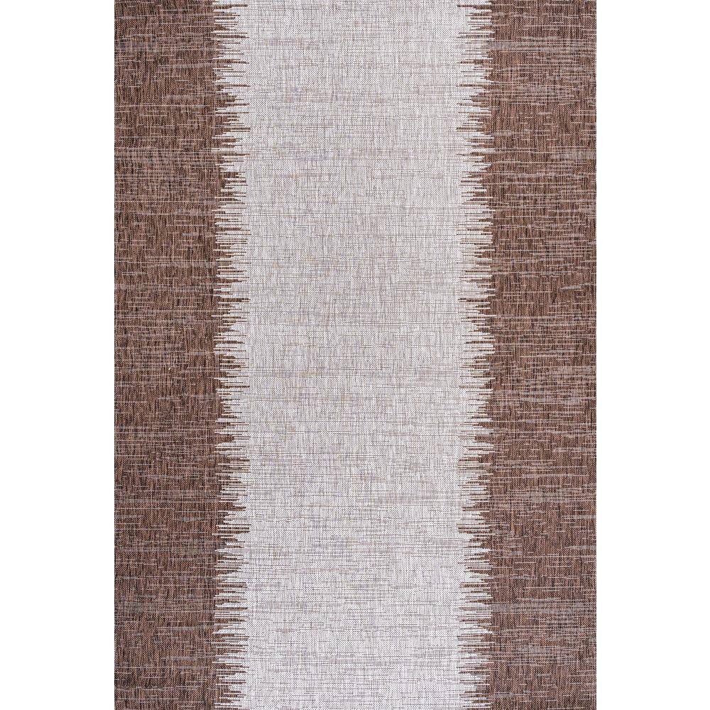 Modern Strie Brown/Beige 8' x 10' Synthetic Reversible Area Rug