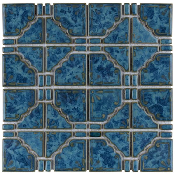 Moonbeam Pacific Blue 6 in. x 6 in. Porcelain Mosaic Take Home Tile Sample
