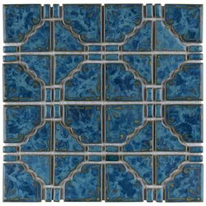 Moonbeam Pacific Blue 12 in. x 12 in. Porcelain Mosaic Tile (9.79 sq. ft. / Case)