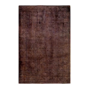 One-of-a-Kind Contemporary Brown 6 ft. x 9 ft. Hand Knotted Overdyed Area Rug