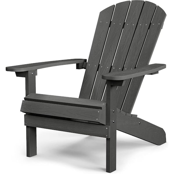 Unbranded Dark Grey Weather Resistant Plastic Adirondack Chair (1-Pack)