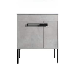 30 in. W x 18 in. D x 35 in. H Freestanding/Wall Single Sink Bath Vanity in Cement Grey with Ceramic Top in. White