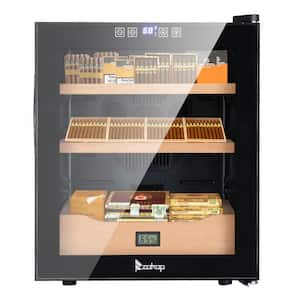 17 in. W x 20 in. H 50 l Black Metal Electric Cigar Cooler Humidor with Spanish Cedar Shelf and Drawer