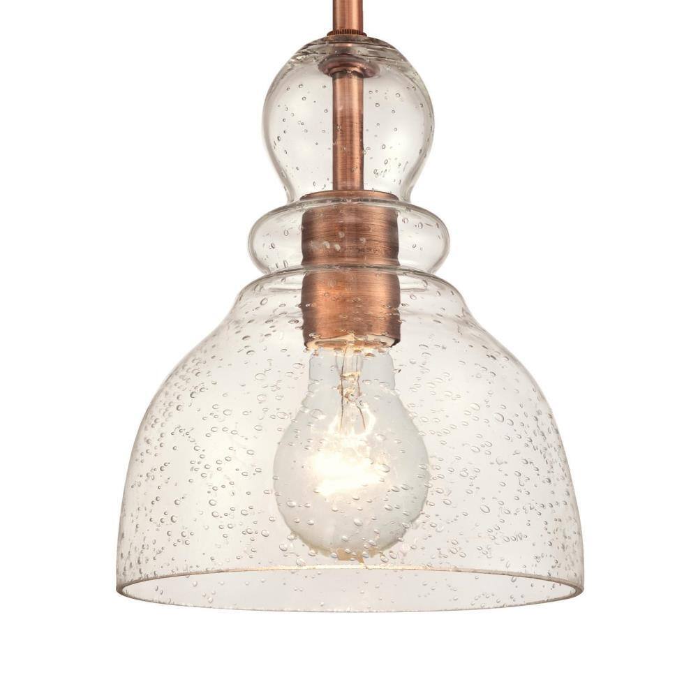 Mini Brushed Nickel and Copper Glass Pendant Light