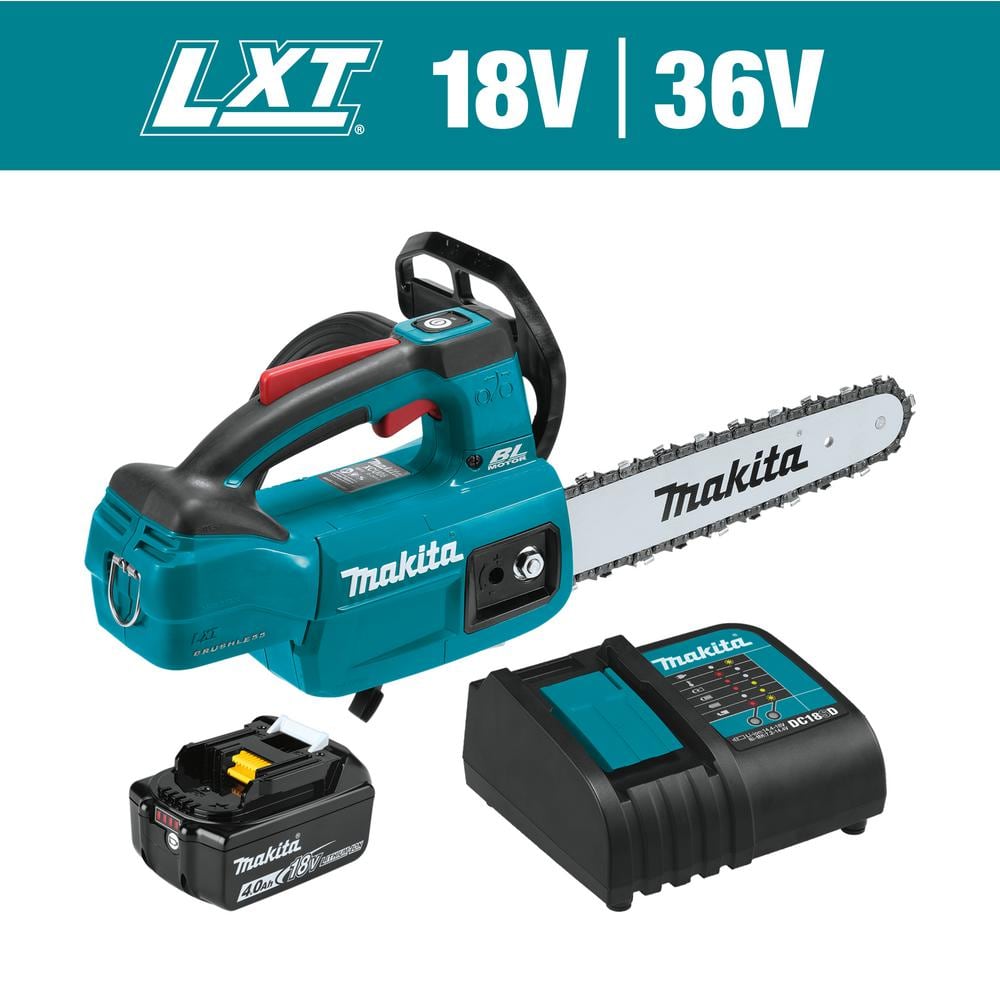 Makita LXT 10 in. 18V Lithium-Ion Brushless Electric Battery Chainsaw Kit  (4.0Ah) XCU06SM1 - The Home Depot