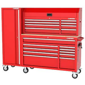 Modular Tool Storage 72 in. W Standard Duty Red Mobile Workbench Cabinet with 8-Drawer Top Chest and 20 in. Side Locker