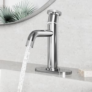 Cass Single Handle Single-Hole Bathroom Faucet Set with Deck Plate in Chrome