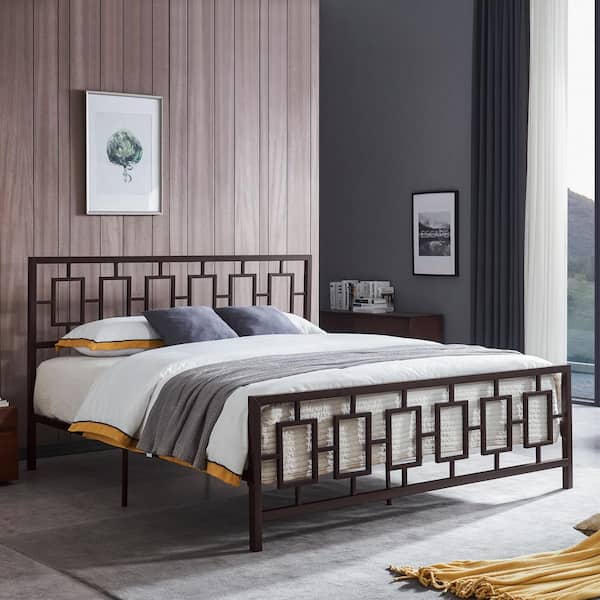 Claudia Hammered Copper Metal King Bed Frame