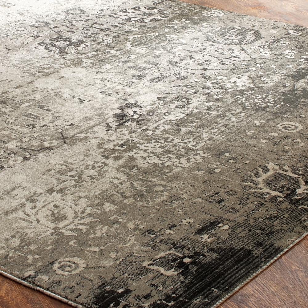 Gray Abstract Synthetic 8' x 10' Hand-knotted Area Rug