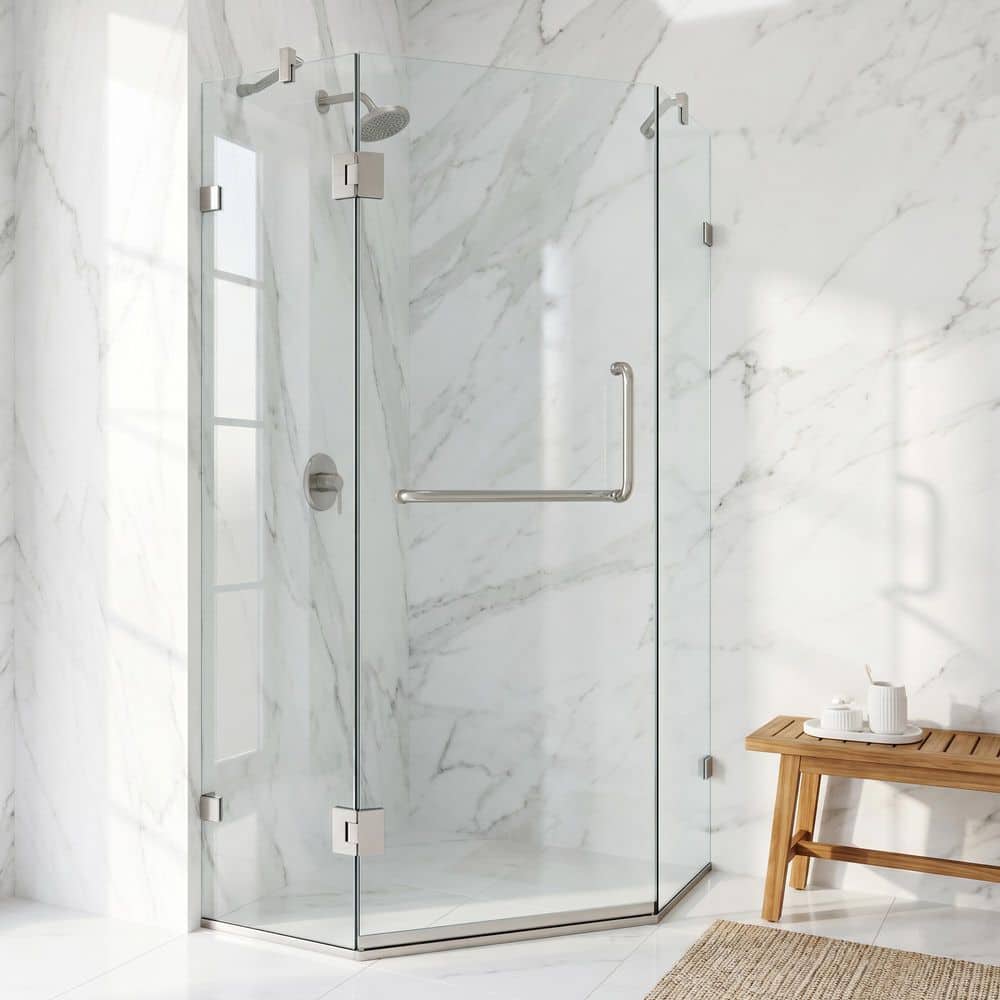 VIGO Piedmont 34 in. L x 34 in. W x 73 in. H Frameless Pivot Neo