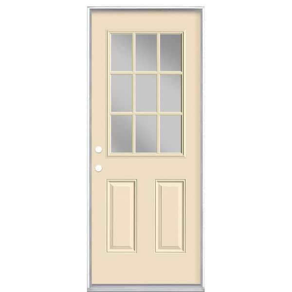 Masonite 32 in. x 80 in. 9 Lite Right-Hand Inswing Painted Steel Prehung Front Exterior Door No Brickmold