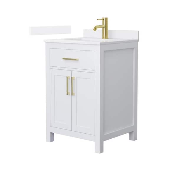 Beckett 24 in. Single Freestanding White Bath Vanity with White Quartz Top (Assembled)