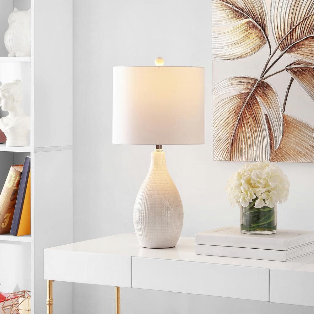 Gremla 25-inch Cream Ceramic Table Lamp with LED Bulb