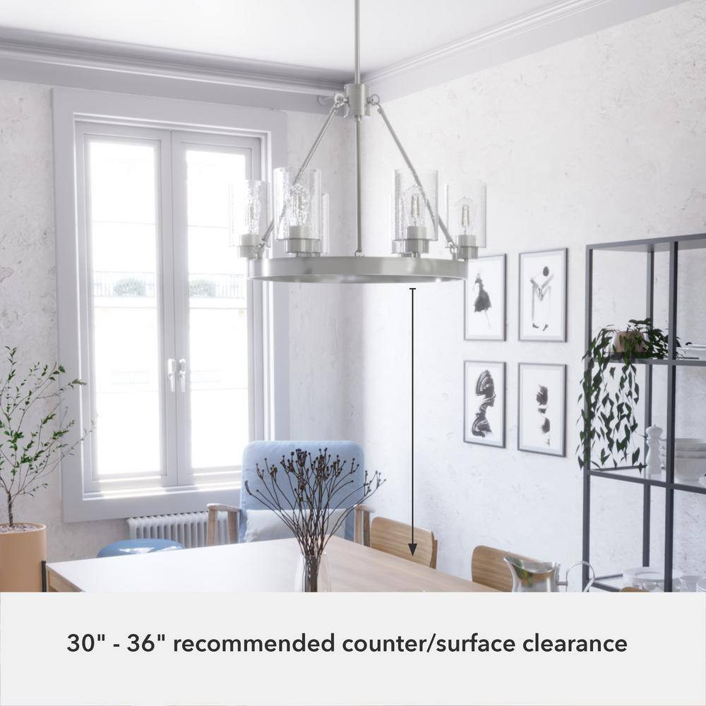 Hartland Brushed Nickel 6-Light Wagon Wheel Chandelier