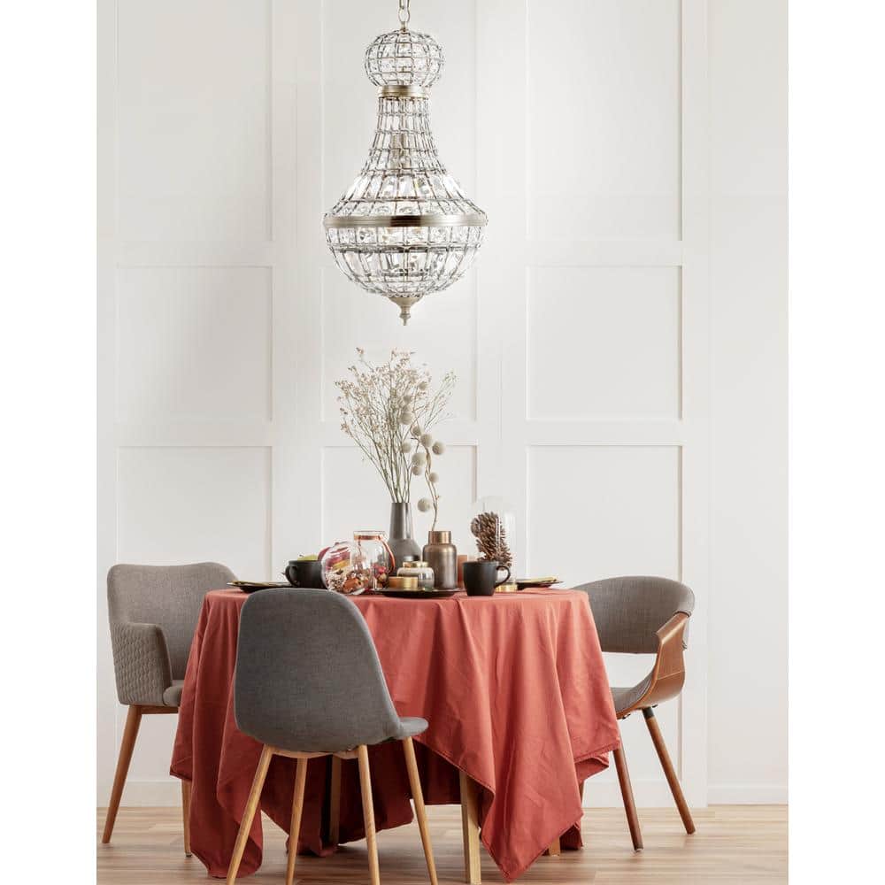 Regina Antique Brass 10" Crystal Empire LED Pendant Adjustable Height