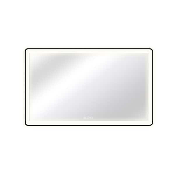 Dyconn M22 Serie 60 in. W x 36 in. H Rectangular Framed with Tri Color Wall Mount LED Bathroom Vanity Mirror in Black