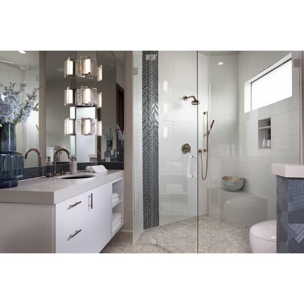 LED Stone Glass Sconce Brushed Nickel ADA Wall Sconce
