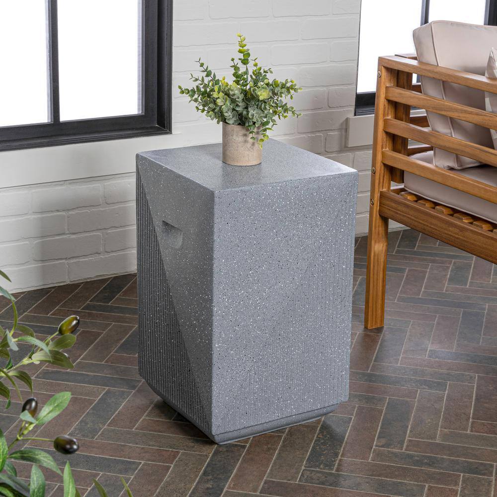 Adrian Gray Poly-Resin 20.75" Square Accent Table