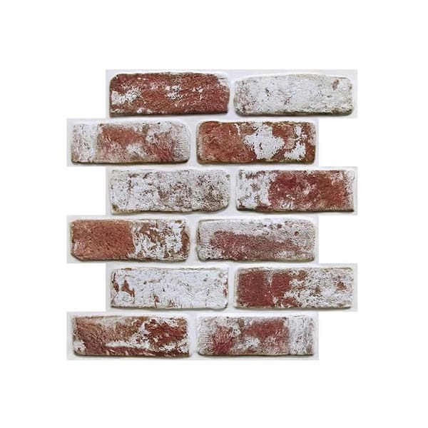 Gray 3D Peel and Stick Brick Backsplash - 11.8 x 11.8 in. Small Size PVC Faux Brick Wall Panels for DIY Farmhouse Wall