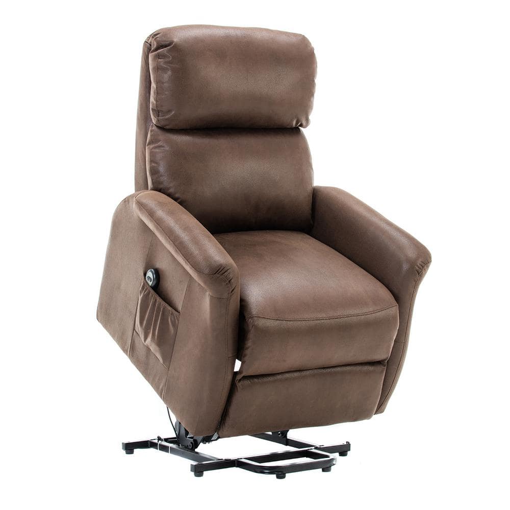 Good Gracious 37 In Width Big And Tall Brown Faux Leather Lift Recliner L6118d102 The Home Depot
