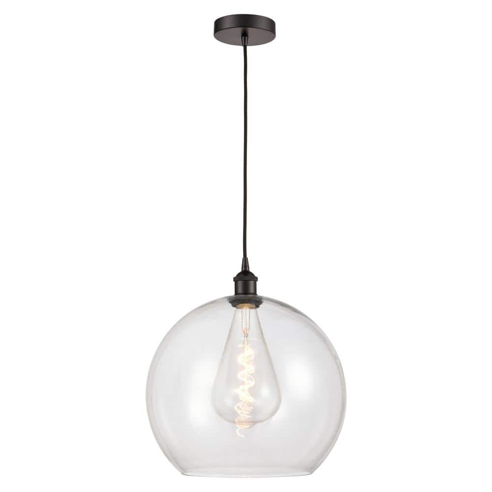 Athens 60-Watt 1-Light Oil Rubbed Bronze Shaded Mini Pendant Light with Clear Glass Shade price history on PriceWatchPro