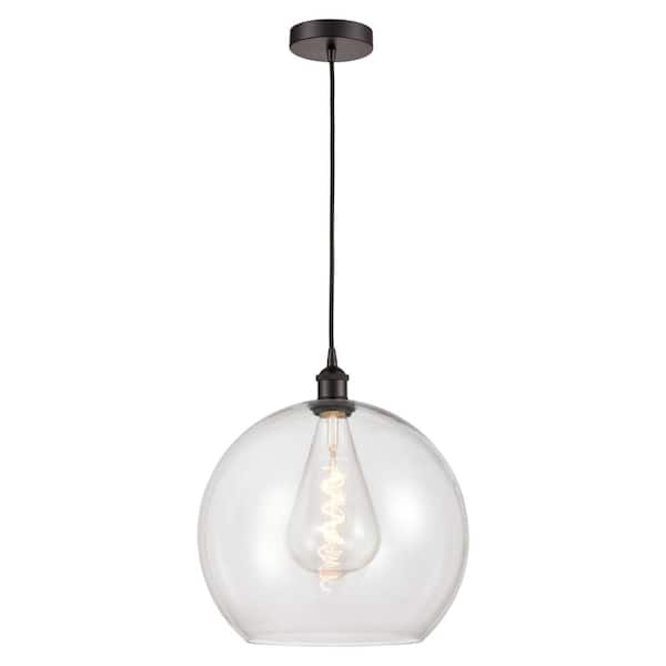 Innovations Athens 60-Watt 1-Light Oil Rubbed Bronze Shaded Mini Pendant Light with Clear Glass Shade