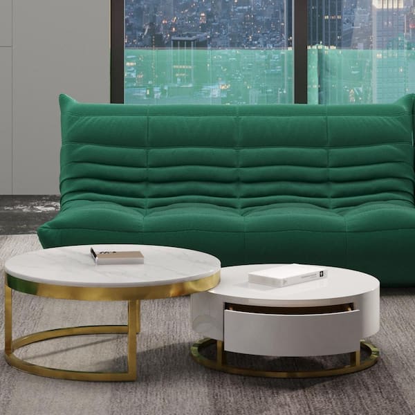 68.9 in. W Armless Soft Teddy Velvet Rectangle 3-Seater Floor Lazy Reclining Sofa in Green