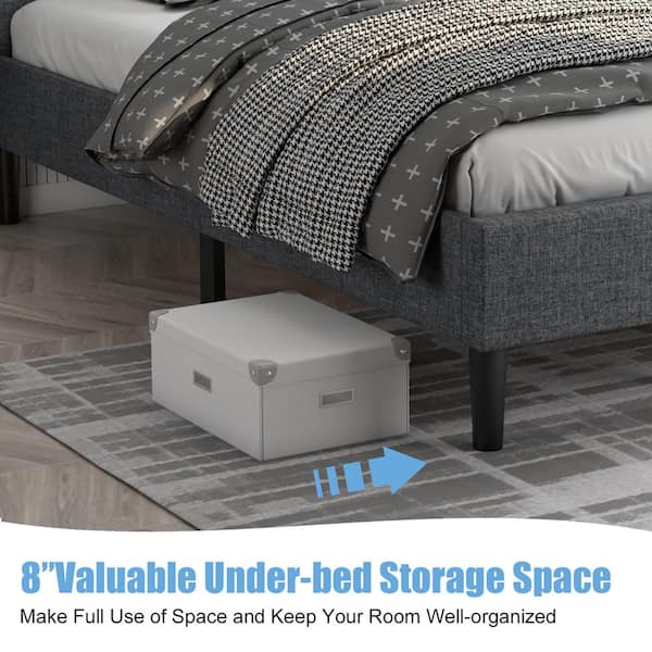 Costway Grey Twin Upholstered Bed Frame Button Tufted Costway Grey Twin Upholstered Bed Frame Button Tufted