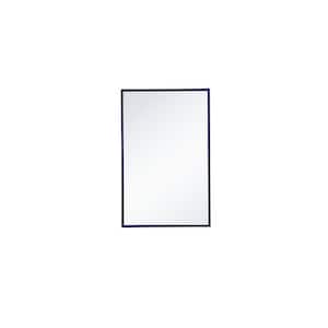 Timeless Home 28 in. W x 18 in. H Modern Metal Framed Rectangle Blue Mirror