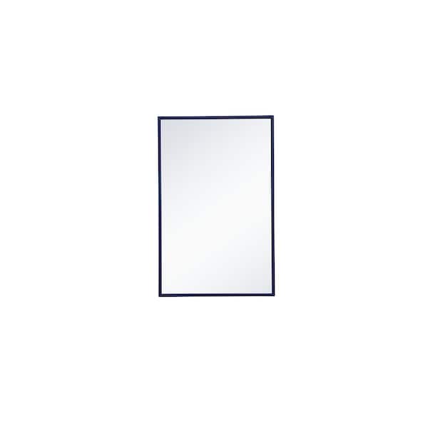 Unbranded Timeless Home 28 in. W x 18 in. H Modern Metal Framed Rectangle Blue Mirror