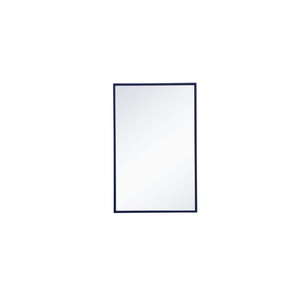 Small Rectangle Blue Modern Mirror (18 in. H x 28 in. W)