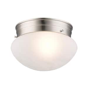 Dash 8 in. 1-Light Brushed Nickel Flush Mount Ceiling Light Fixture with Marbleized Glass