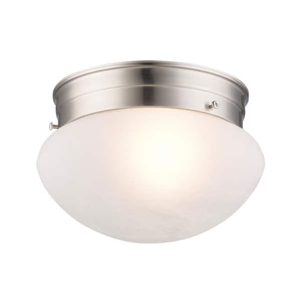 Bel Air Lighting Dash 8 in. 1-Light Brushed Nickel Flush Mount Ceiling Light Fixture with Marbleized Glass