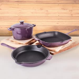 Neo 3-Piece Cast Iron Cookware Set in Purple