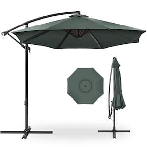10 ft. Aluminum Offset Round Cantilever Patio Umbrella with Easy Tilt Adjustment in Slate