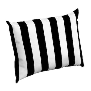 Black Cabana Stripe Rectangle Outdoor Throw Pillow